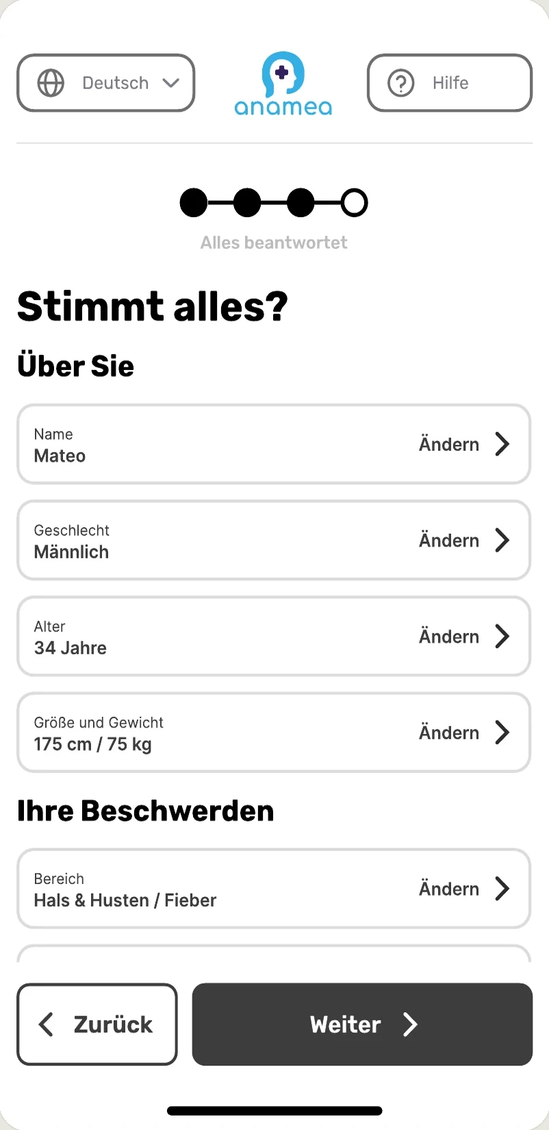 Mid-Fi: Stimmt alles? mit Ändern je Zeile
